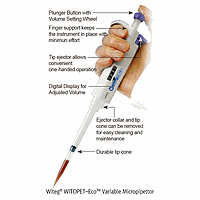 WITEG DL.7030.0085 Universal Pipettor Stand, for 6-Pipettors, Linear-type