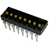 CTS Electronic Components 209-8MSTF DIP Switches THROUGH HOLE, GOLD DIP SWITCH, 8-POLE, MEDIUM ACTUATOR, BOTTOM SEAL, TAPE SEAL, OFF, TUBE PACK