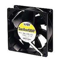 Sanyo Denki 9WG1248H102 Axial DC Axial Fan, 120x120x38mm, 48VDC, Splash Proof, Ribless, IP55 Rated