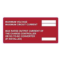 HellermannTyton 596-00881 Labels Solar Label, Printable, Maximum Voltage, 3.75" x 2.12", PET, Red, 10/pkg
