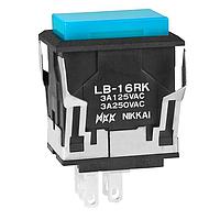 NKK Switches LB16RKW01-G Pushbutton Switches SPDT ON-ON RECTANGLR BLACK BODY BLUE CAP