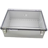 Bud Industries PTQ-11068-C Hinged Cover PC+10% Fiberglass Box, Stainless Steel Latch, Clear Cover (15.8 X 11.8 X 5.9 In)
