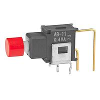 NKK Switches AB11BV-FC Sealed OFF(ON) .201 RED CAP VERTICAL PC .4VA