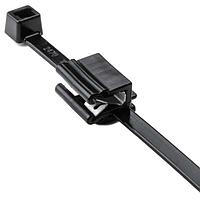 HellermannTyton 156-02225 Serrated, Inside 2-Piece Cable Tie & Edge Clip, 8.0" Long, EC5B, 13 mm Panel, 50lb, PA66HIRHSUV/PA66HIRHSUVR5, Bk, 500/pkg
