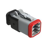 Amphenol SINE Systems AT06-6S-SR01GRY Plug 6-Way Plug Female Connector with Strain Relief Endcap, Standard Seal,Gray