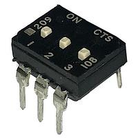 CTS Electronic Components 209-3MSF DIP Switches THROUGH HOLE, GOLD DIP SWITCH, 3-POLE, MEDIUM ACTUATOR, BOTTOM SEAL, OFF, TUBE PACK
