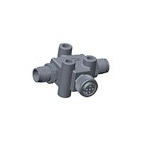 Amphenol LTW TA-A03F-A03M-A03M-01 Circular Metric Connectors Circular Metric Connector, T Adaptor, Metal, A Coding, 4A, 03 pins, (End 1) Female Female, (End 2) Male Male, (End 3) Male Male, Screw Thread, IP68 Mated
