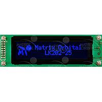 Matrix Orbital LK202-25-USB-FB-E LCD Character Display Modules 20x2 Blu Txt Blk B/G Ext Temp 25 key