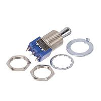 Nidec Components 8B1011-Z High-Reliability Sub-Miniature Toggle Switch SPDT, ON-ON, 11.5mm large toggle, 15/32"-32 threaded bushing, solder lug terminals, 6A @ 125V AC