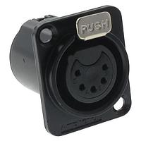 Amphenol Audio AC5FDZB-AU Connectors 5 Pole XLR Female Chassis Mount D Type Gold Plated Machined Contacts  Black Fin