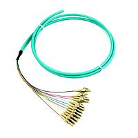 Megladon Manufacturing 62AX111-003M Fiber Optic Cable Assemblies Multimode OM3 12F LCUPC Fiber Optic Pigtail Set, 900um 12 Colors, 3 Meter