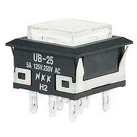 NKK Switches UB25KKW016B-JB Pushbutton Switches DPDT ON-(ON) WHT SUPER BRIGHT