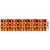 HellermannTyton 596-00953 Labels Voltage Marker, .50" x 2.25", 600 Volts, Vinyl, Orange, 17/card, 50 cards/pkg