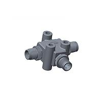 Amphenol LTW TA-A10M-A10M-A10M-01 T-Adapter Circular Metric Connector, T Adaptor, Metal, A Coding, 1.5A, 10 pins, (End 1) Male Male, (End 2) Male Male, (End 3) Male Male, Screw Thread, IP68 Mated