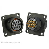 Eaton Souriau-Sunbank UTS012E10SY Receptacles Plastic square flange receptacle, without backshell, with 10 female solder contacts, IP68/69K in unmated conditions, keying Y