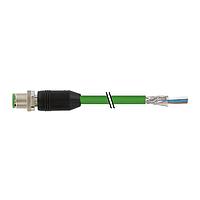 Murrelektronik 7000-15501-8310300 Connectors M12 male 0 shielded Y-cod. with cable, Hybrid, PUR AWG20+26 shielded gn UL/CSA+robot+drag ch 3m