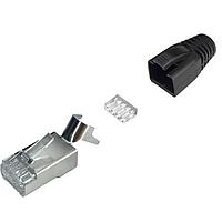 MH Connectors MHRJC6AR2421 Connectors 8P8C Cat6a shielded mod plug, 6.5mm OD boot, 50u" Plating