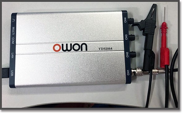 OWON oscilloscope setup for automotive Hall camshaft sensor testing