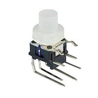 Same Sky (formerly CUI Devices) TS28-63-63-G-260-RA-D Tactile Switches 6.8 x 6 mm, 2.5 mm Actuator Height, 260 gf, Right Angle,TH, SPST, Green