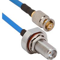 Amphenol SV Microwave FBSMA-085-FQSMP-180 RF Cable Assemblies SMA BKHD F SMP F QB 18"Cable