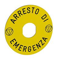 SCHNEIDER ZBY9630 Legend 60MM CIRCULAR E-STOP LEGND YEL W/NOT-AUS