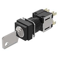 EAO 51-384.F22D Switch Actuators Keylock switch 3 positions momentary-rest(a)-momentary SPE 2NC+2NO ST/PT 18x18 gold/silver 311