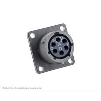 Eaton Souriau-Sunbank UTSX010D6SW Receptacles Square flange receptacle, without backshell, with 6 female PCB contacts, IP68/69K in unmated conditions, keying W