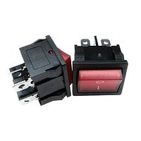 Adam Tech SW-R2-3A-F-LR13-6 Miniature Miniature Rocker Switch, quick connect terminal .187in [4.75mm], red lighted actuator (12V LED voltage), rectangular