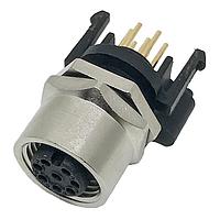Amphenol CONEC 43-01334 M12 Female Socket FML M12X1 DIP SLDR FRNT MNT STY 8P