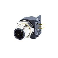 NorComp 861-D04-11SR004 Right Angle IP67 Male M12 Circular Connector 4 Position Right Angle Dip Solder