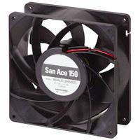 Sanyo Denki 9GV1512M5011 Axial DC Axial Fan, 150x150x50mm, 12VDC, Guide Vane, Ribless, Tachometer