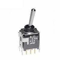 NKK Switches B22AB Subminiature antistatic toggles ON-NONE-ON DPDT