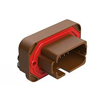 Amphenol SINE Systems AT13-18PD-BM04BN Connectors 18 Position, Right Angle Flange Mount PCB Receptacle, Tin Plated Contacts Included, Potted, Keyed D, Brown