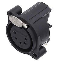 Amphenol Audio AC5FAH-AU-B Connectors 5 Pole XLR Female Chassis Mount AType Horizontal PCB Mount Latching Black Finish