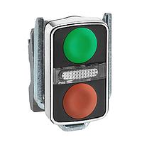 SCHNEIDER ZB4BW7A3740 Momentary METAL ILLUM FLUSH 3 BTTN PILOT GREEN/RED