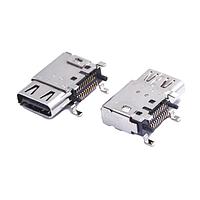 Adam Tech USB-C32-S-RU-CS4-BK-TR Receptacles USB C 3.1 Receptacle, R/A Upright, SMT, 24P