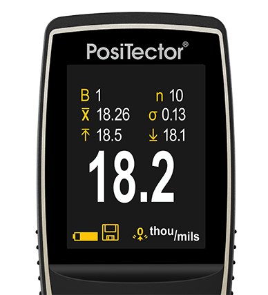 Coating thickness gauge statistical measurement display