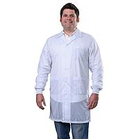 Desco 73630 Lab Coat with Knitted Cuffs (white, X-Small)