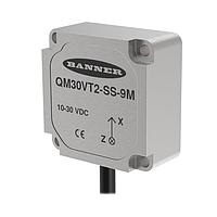 Banner Engineering QM30VT2-SS-9M Vibration and Temperature Sensors Vibration and Temperature Sensor; Modbus Slave Device via RS-485; 9.1 m (30.0 ft) Flying Leads; Stainless Steel IP69K Housing