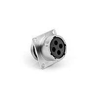 Amphenol SINE Systems RT00124SNH Connectors Receptacle, Square Flange, 4 Position, Female, Shell Size 12