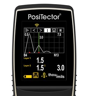 PosiTector 200 B3 Advanced model display in Multi-Layer mode