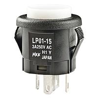 NKK Switches LP0115CMKW015DB Pushbutton Switches SPDT ON-(ON) 3A AMB ILLUM SNAP-IN MOUNT