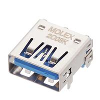 Molex 48393-0003 USB Type A Connectors USB 3.0 F/A STD RA REC CH=4.0 15u'