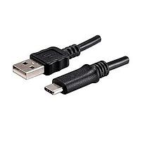 Same Sky (formerly CUI Devices) CBL-UA-UC-10BP USB 2.0 Cable, USB, 1000 mm, Type A 2.0 to Type C 2.0, 28 AWG, PVC, Black