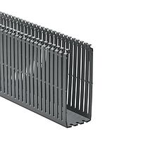 HellermannTyton 181-00647 High Density Slotted Wall Wiring Duct High Density Slotted Wall Wiring Duct, 2" x 4", Adhesive, PVC, Black, 120ft/Carton