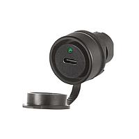 EAO 46-2Y50.101C.000 Round Actuator, oe 22.3 mm, oe 29 mm, round, Black, Plastic, USB 3.0 socket type C-A, IP20 / IP66 with cap closed (IEC-EN60529)