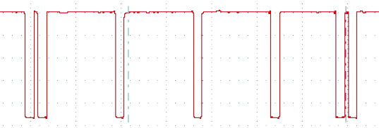 Camshaft and crankshaft waveform example at 10 ms per division