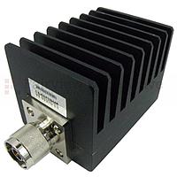 Fairview SA4N508-01 1 dB Fixed Attenuator N Male To N Female Up To 4 GHz Rated To 50 Watts With Black Aluminum Heatsink Body