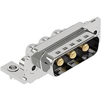 HARTING 09692009006 Mixed Contact D-Sub Connectors D-Sub 3W3C male angled, 20Amps, PLS4, board locks, 4-40 threading