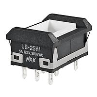NKK Switches UB25NBKW015F Pushbutton Switches RECT W/BARIER ON(ON) GRN LED SLDR NO CAP